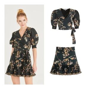 Secret Mission Bleeker Crop Bkouse & Mini Skirt 2 Piece Set, Organic Cotton NWT